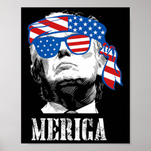 Poster Trump 4 juillet les Américains Drapeaux Hommes Drô