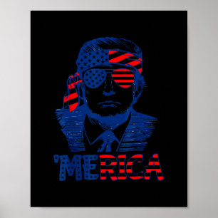 Poster Trump 4 juillet Merica Hommes Femmes Drapeau améri
