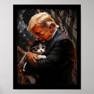 Poster Trump Accroche Un Chat Orange 2024 Pour Rendre Les