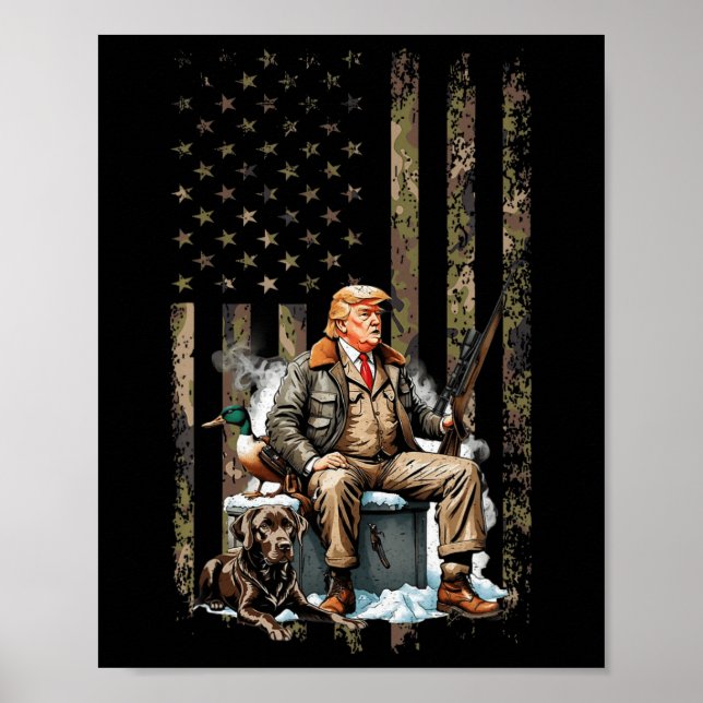 Poster Trump avec canard canard sauvagine chasse Camo Pré (Devant)