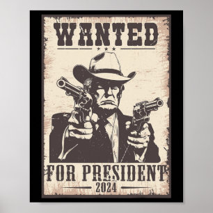 Poster Trump Cowboy Recherché Aux États-Unis Président 20