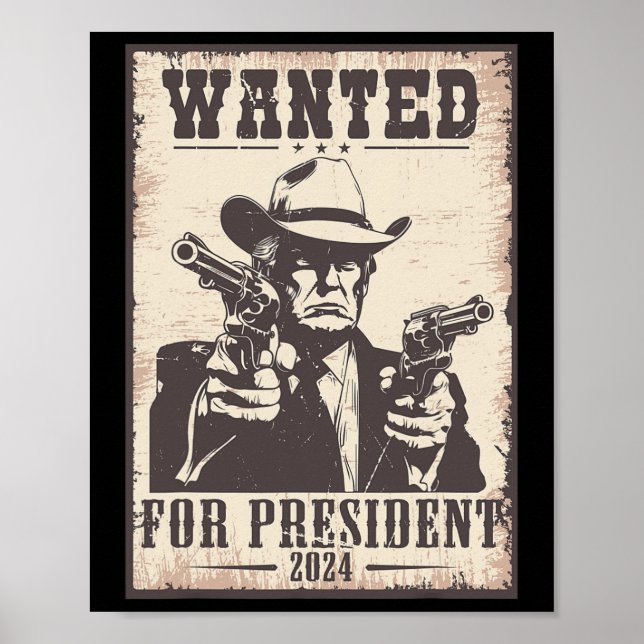 Poster Trump Cowboy Recherché Aux États-Unis Président 20 (Devant)