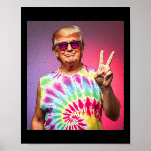 Poster Trump Cravate teint Hippie Sungles - Drôle signe d