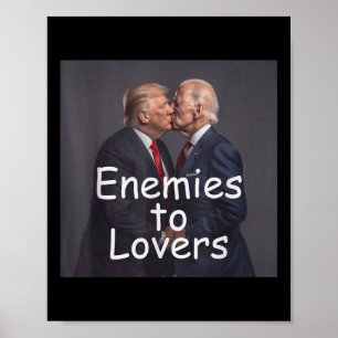 Poster Trump Drôle Et Biden S'Embrasser, Ennemis Aux Aima