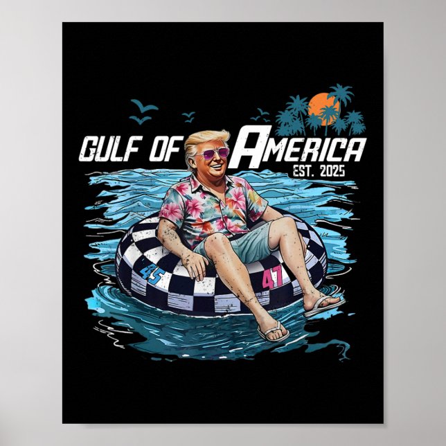 Poster Trump Flottant Funny Chemise Golfe Des Etats-Unis  (Devant)