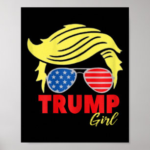 Poster Trump Girl Messy Bun Trump 2024 Election American
