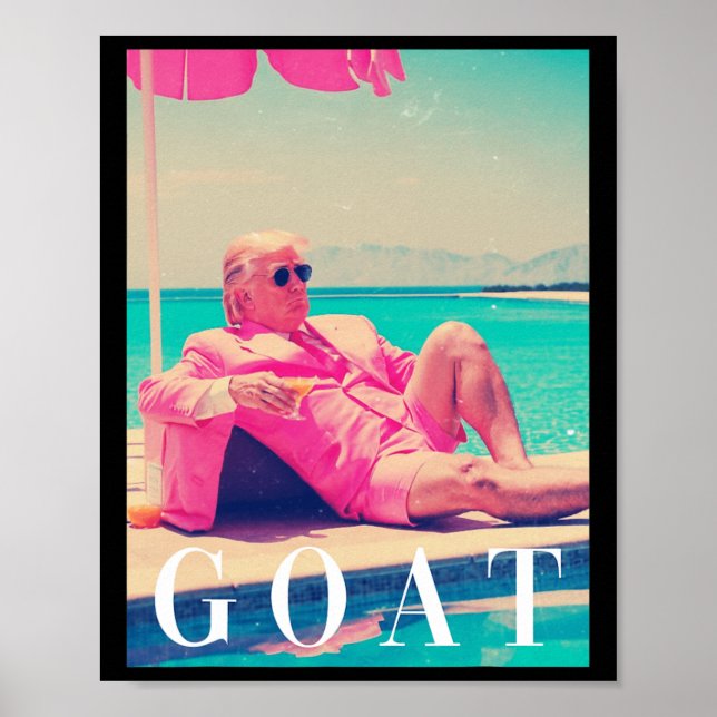 Poster Trump Goat été 2024 Retro Funny Rose Donald Tru (Devant)