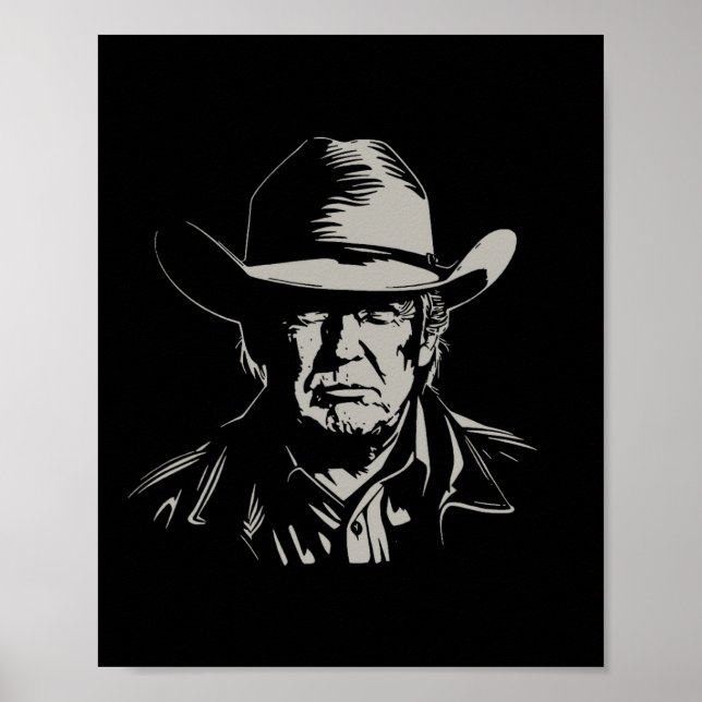 Poster Trump Head Cowboy Usa 2024 Vote Election Us Maga 1 (Devant)