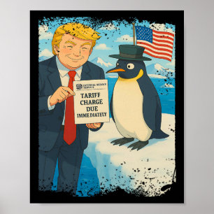 Poster Trump impose le droit de douane Pingouin Anime Pol