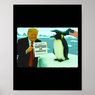 Poster Trump impose un tarif au manchot politique ironiqu