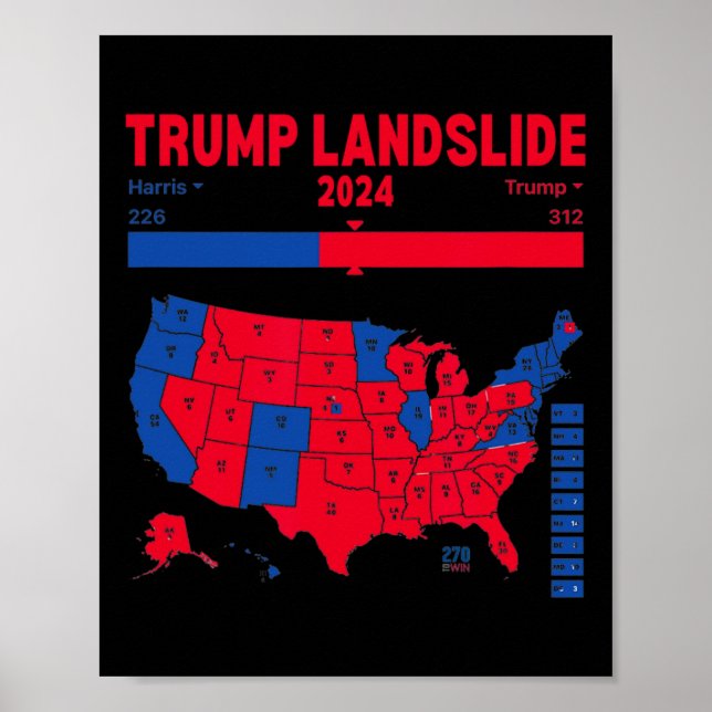 Poster Trump Landslide 2024 Carte électorale 312 Carte de (Devant)