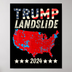 Poster Trump Landslide 2024 Carte électorale soutien Trum