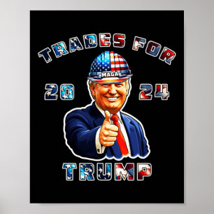 Poster Trump Maga Je vote les métiers pour Trump 2024
