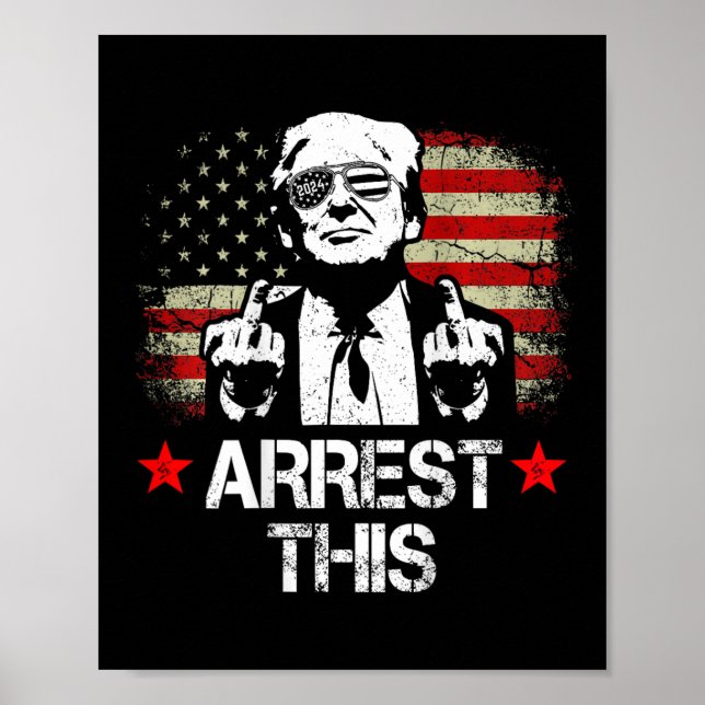 Poster Trump Middle Fingers Pro Trump 2024 (à l'arrière) (Devant)