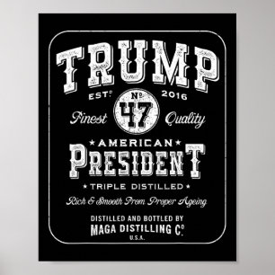 Poster Trump Président 47 Vintage Whiskey Étiquette 2024 