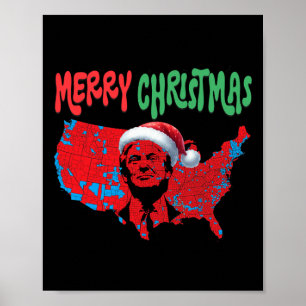 Poster Trump Red Election Map Joyeux Noël Trump Winne