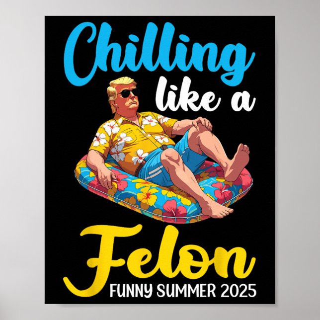 Poster Trump sur un flotteur de piscine se détendant comm (Devant)