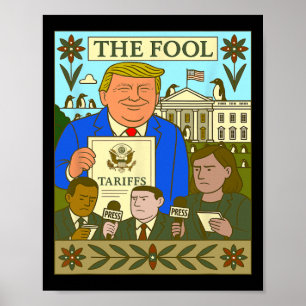 Poster Trump Tarot Card L'idiot Impose Un Tarif Sur Pengu
