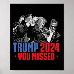 Poster Trump Tiré Bulletproof Oreille Sanglante Saignant 