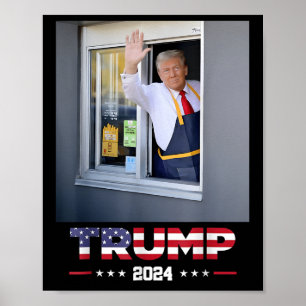 Poster Trump travaille au volant d'une Trump qui sert des