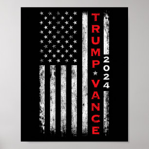 Poster Trump Vance 2024 - Vintage - Sourd - Drapeau verti