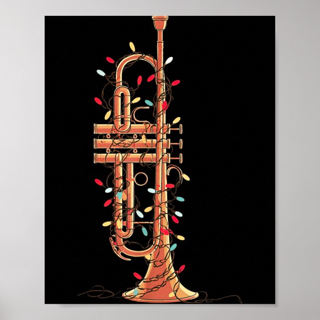 Poster Trumpet Christmas Graphics Lights Lover Player Tru (Devant)