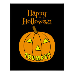 Poster Trumpet Halloween Citrouille noir