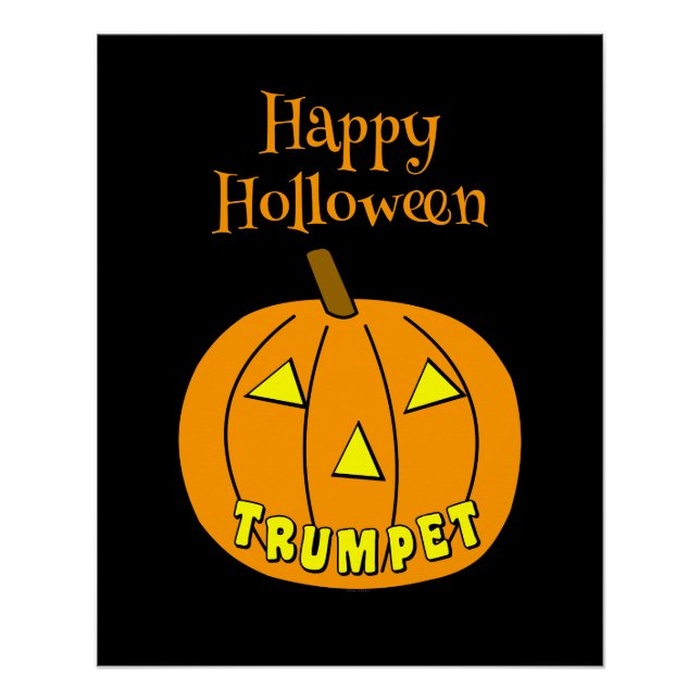 Poster Trumpet Halloween Citrouille noir (Devant)