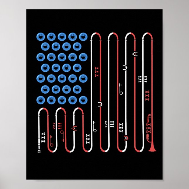 Poster Trumpet Player 4 juillet Jazz Music USA Trumpet (Devant)