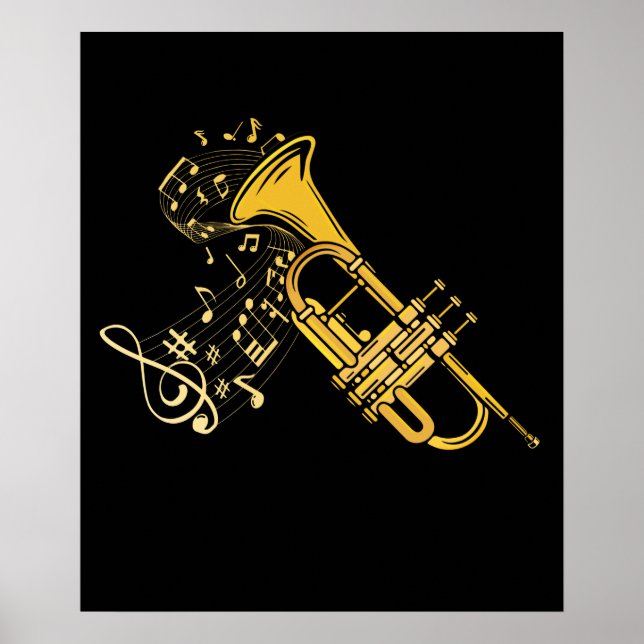 Poster Trumpet Player Jazz Music Venin Big Band Trumpet (Devant)