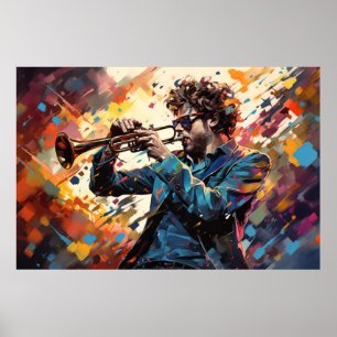 Poster Trumpet Player Musique Peinture Art Décor Abstrait