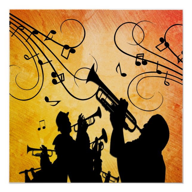 Poster Trumpet Section Burange Orange Music Design (Devant)