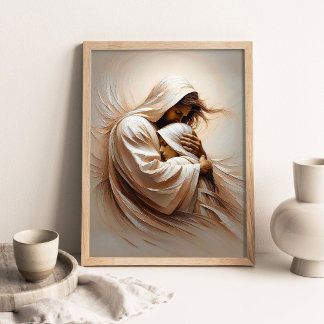 Poster Trust in Him, Christian Art, Jesus Christ and Girl