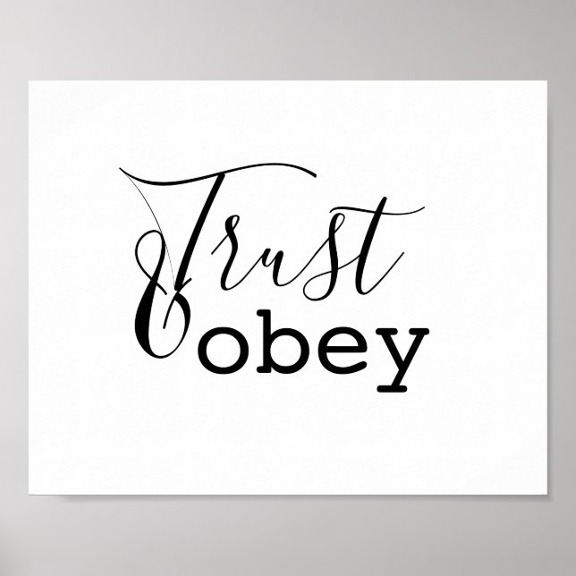 Poster Trust & Obey - Typographie chrétienne (Devant)