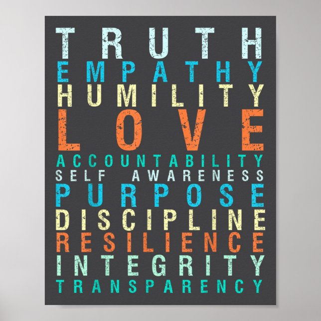 Poster Truth Love Empathy Self Awareness Insrational Word (Devant)