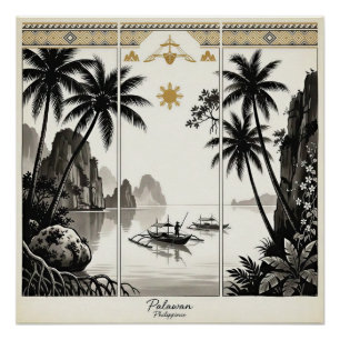 Poster Tryptique d'art mural de Palawan Philippines
