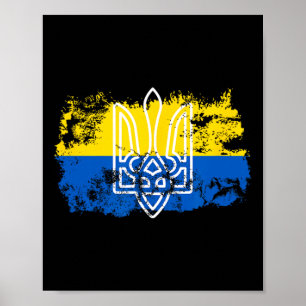 Poster Tryzub Stand Uni avec l'Ukraine Trident Ukrainien