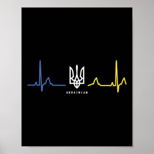 Poster Tryzub ukrainien Drapeau de l'Ukraine Trident Zele