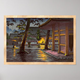 Poster Tsuchiya Koitsu Croquis Takanawa Sengakuji Temple