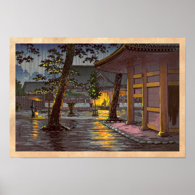 Poster Tsuchiya Koitsu Croquis Takanawa Sengakuji Temple (Devant)