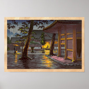 Poster Tsuchiya Koitsu esquisse le temple de Takanawa