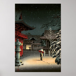 Poster Tsuchiya Koitsu - Neige au sanctuaire Nezu