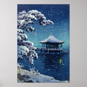 Poster Tsuchiya Koitsu - Neige sur l'Ukimido à Katada