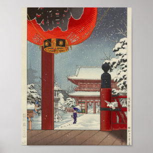 Poster Tsuchiya Koitsu Un Jour D'Hiver Au Temple Asakusa