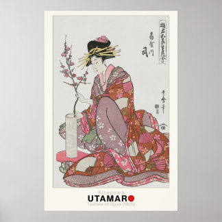 Poster Tsukasa de Ogiya par Utamaro - Pos japonais Vintag
