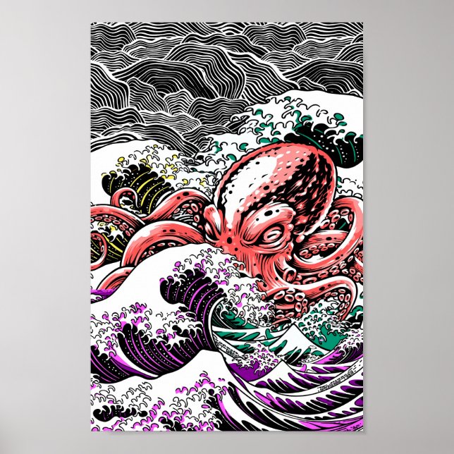 Poster Tsunami de la pieuvre (Devant)