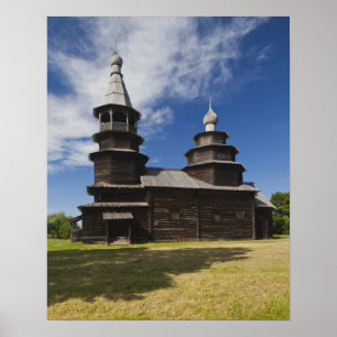 Poster Ttraditional wooden Russian Orthodox church