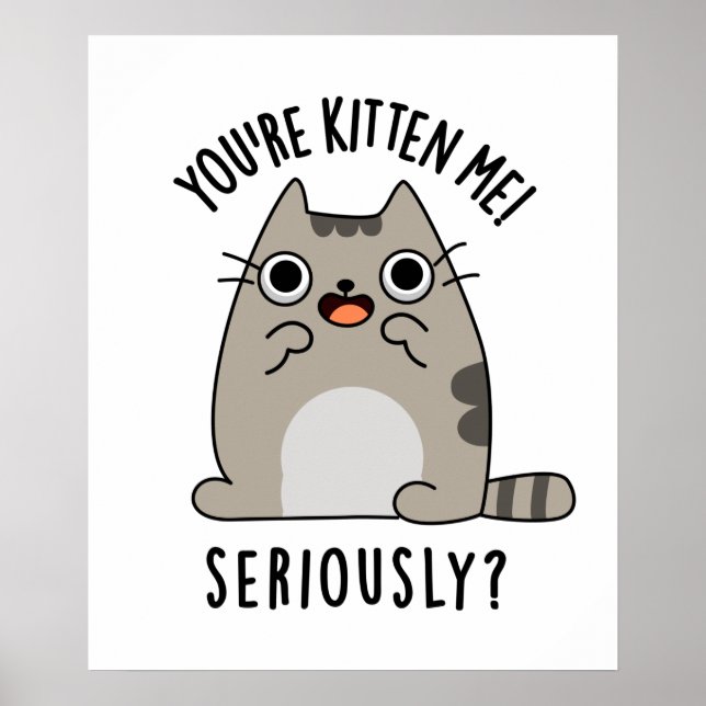 Poster Tu es Kitten Me Sérieusement Drôle Pun de chat (Devant)