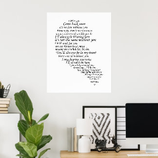 Poster Tu me manques Texte dans la moitié d'un cœur