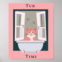 Tub Time avec Kitty Bathroom Art